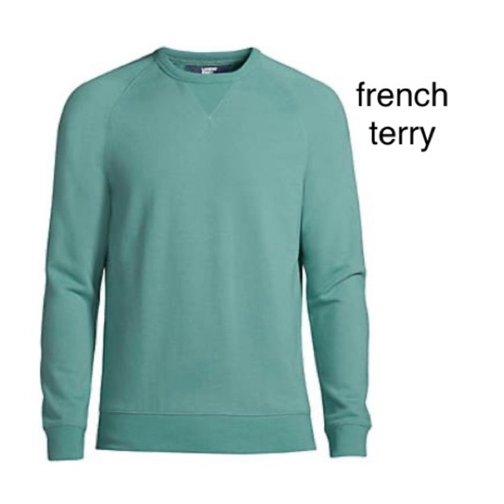 LANDSEND Mens French Terry Serious Sweats Long Sleeve Crew Neck Sweatshirt